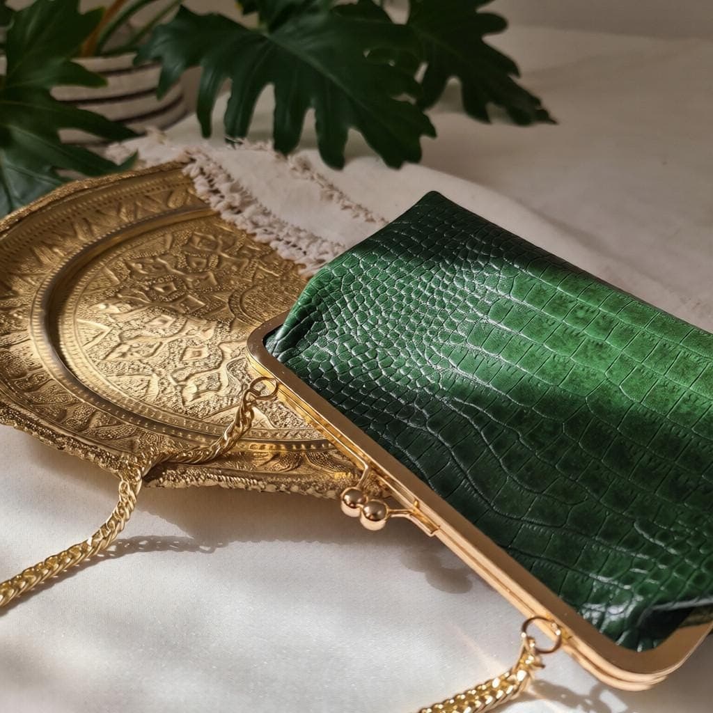 Emerald Green Leather Clutch